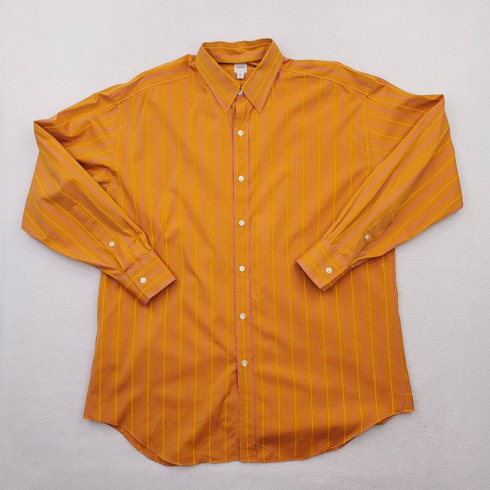 Craig Taylor Shirt Mens Extra Large Orange Purple Striped Colorful Button Up LS